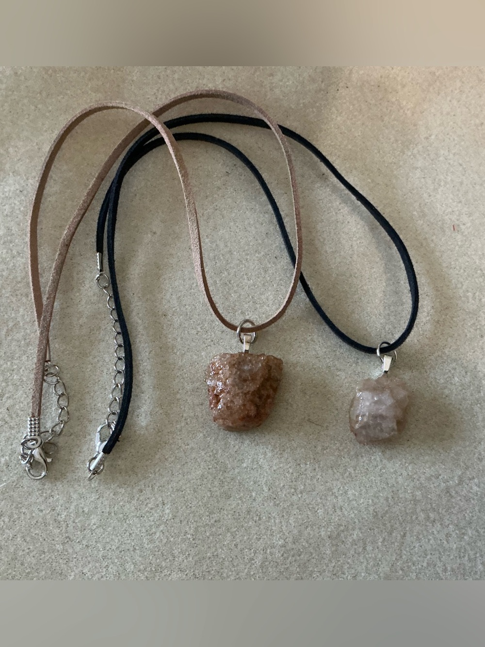 Natural Stone Pendant Necklaces - handmade 20” each